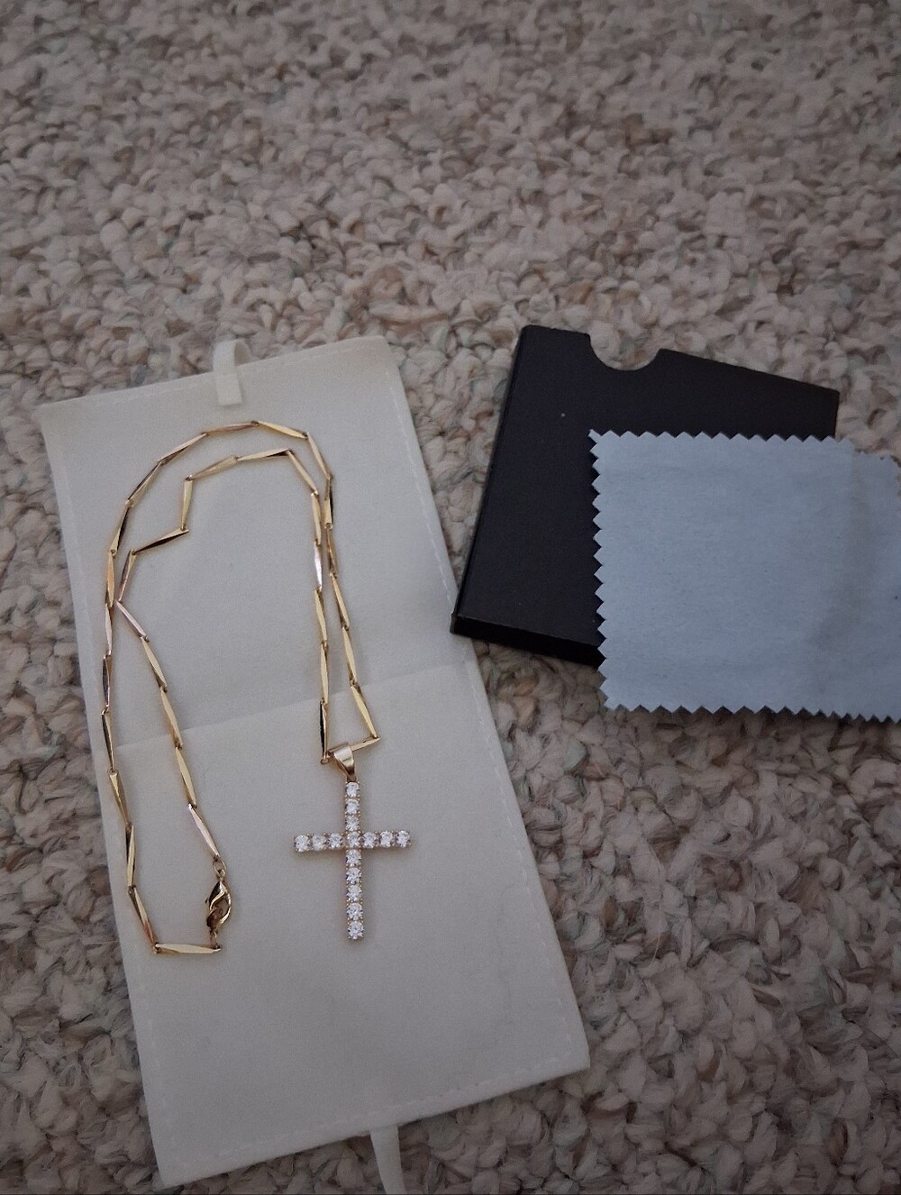 925 Sterling Silver Gold Plated Cross Pendant Necklace